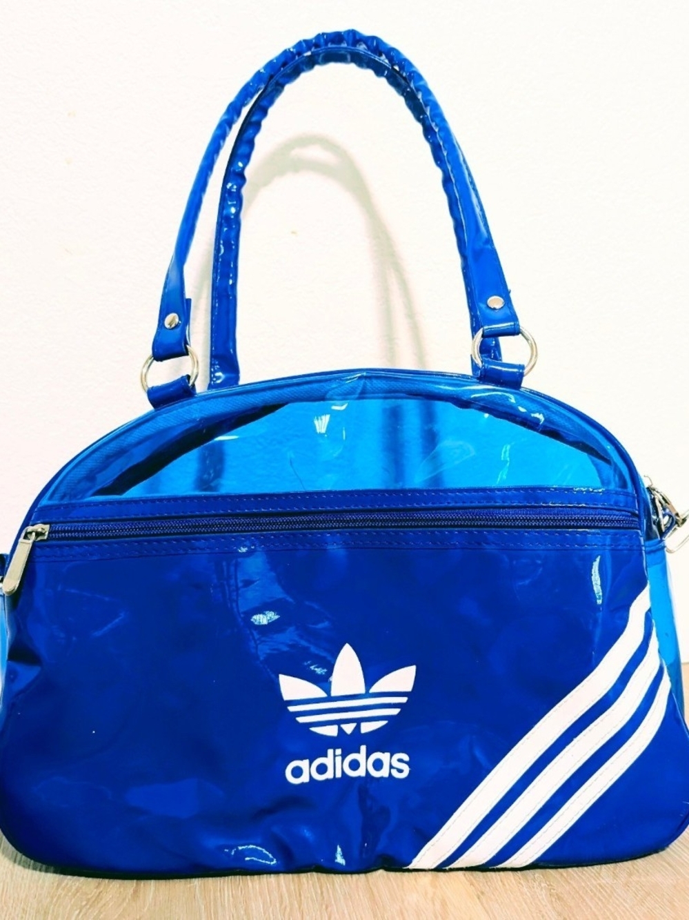 Adidas Trefoil Blue Glossy Shoulder Bag Retro Y2K Bowling Purse